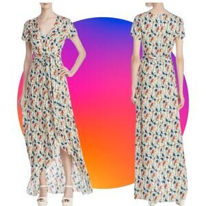 Alice + Olivia Adrianna Bird Party Cream Multicolor Dress 12 NEW